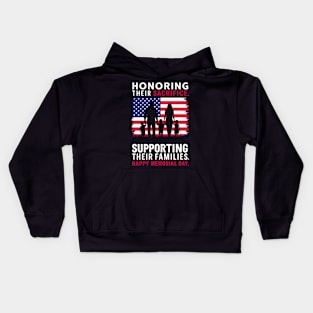 Honoring Their sacrifice Supporting Their Families Happy Memorial day | Veteran lover gifts Kids Hoodie